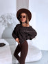 Knitted sweater "GLITTER BOW MO-4006" - CHOCO